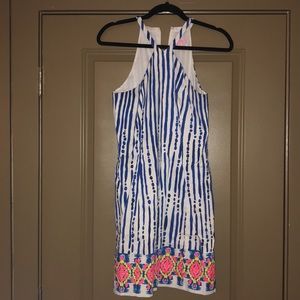 Blue and white dress